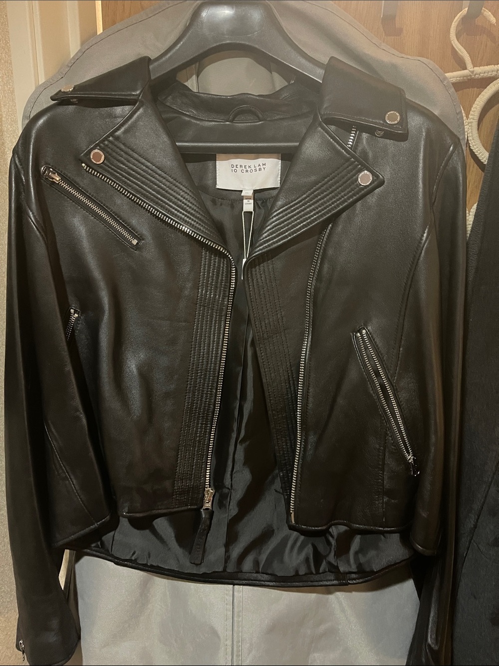 10 Crosby Derek Lam Black Leather Asymmetrical Moto Jacket
